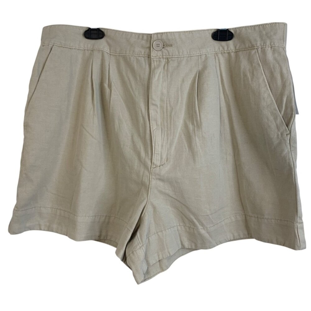 NWT Joie sz XL Womens Pleated Shorts Beige Linen Blend pockets $158